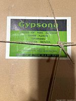 Shipping box label showing Gypsona brand and product type