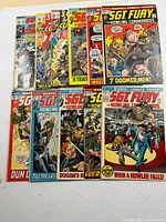 All 11 Sgt. Fury comics laid out showing covers