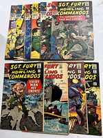 All ten Marvel Sgt. Fury comics fanned out in two rows