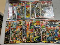 All 17 Sgt. Fury comics in two rows, bagged and boarded