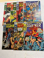 Group shot of all seven Sub-Mariner comics fanned out