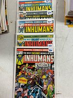 Five The Inhumans comics issues #3-7 stacked, bagged and boarded