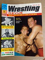Cover of Wrestling Revue magazine Feb 1964 featuring wrestlers Carpenter vs. Kowalski with bold text and inset photos.