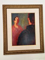 Full view of framed painting hung on wall