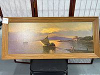 Overall framed reproduction artwork showing the full scene and wooden frame.
