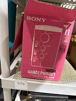 Pink Sony box displaying tuning and control dials schematic for Watchman Mega FD-500