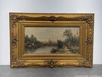 Full front view of framed painting