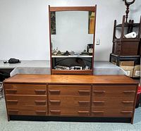 Front elevation of full dresser with mirror centered on top