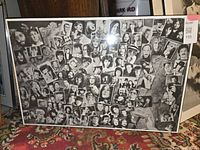 Full view of the History Of Rock & Roll collage poster showing its overall layout and many iconic musician images in black and white.