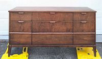 Front view showing entire Kaufman dresser with drawers and legs