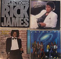 Four vinyl albums featuring Rick James, two Michael Jackson albums and The Jacksons.