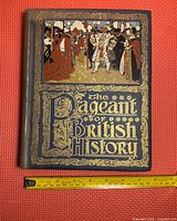 Front cover of The Pageant of British History showing ornate gold and color illustration and title