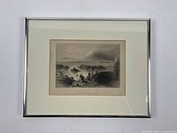 Frontal view of the framed Bartlett engraving showing the entire piece and silver frame.