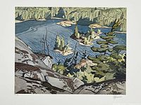 Full view of lithograph with scale reference fruit