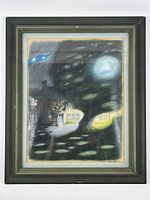 Frontal view of framed artwork showing overall composition and condition