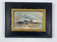 Framed original watercolour painting showing the entire artwork with visible black frame and gilt inner edge, photo taken for full view and condition analysis