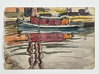 Close-up of boat and water reflection