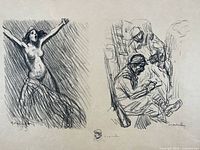 Overall view of the lithograph sheet showing both sketches side by side.