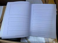 Open journal page showing drawing space and primary ruled lines for writing practice.