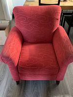 Front view showing overall design, upholstery and cushion