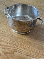 Top angle showing entire silver-plated dish