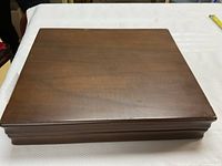 Closed wooden flatware case top view
