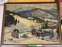 Front view of framed winter landscape print