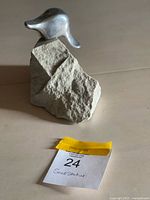 Front view of Hoselton aluminum beaver mounted on stone