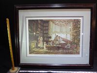Front view of framed Trisha Romance print with measuring stick for scale