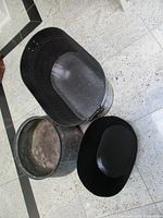 Overhead view of all three metal tubs together