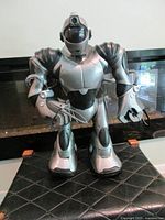 Front view of silver and black Robosapien robot toy