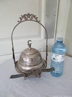 Full butter dish set with lid, handle, spreader and scale reference