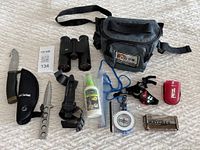 All items arranged on light fabric background