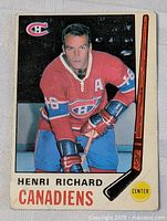 Front of Henri Richard card showing image, team and position