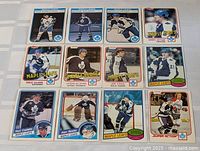 Full set of 12 Maple Leafs cards laid out