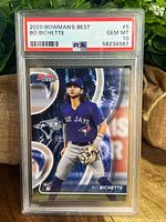 Front of the graded 2020 Bowman’s Best Bo Bichette rookie card showing player image, card design, and PSA 10 Gem Mint label.