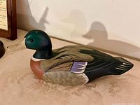 Left side view of Boyd's Collection wooden Mallard drake decoy