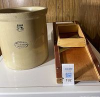 Medalta 5-gallon crock and Silvretta mandoline side by side