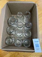 Top view of 11 Bernardin jars in cardboard box