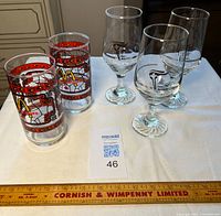 Front view of all five glasses displayed upright