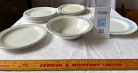 All plates and bowl arranged with ruler for scale