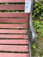 Bench seat slats with cast iron armrest detail