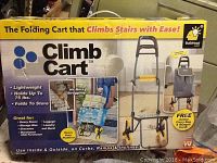 Photo of Climb Cart Folding Cart box showing product details and features.