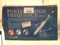 Blue box labeled 'Portable High Frequency ZL-006A' showing the product name and basic graphics including an image of the handheld device.