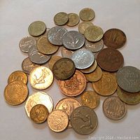 Photo showing a pile of various French coins in silver, gold, and copper tones including different sizes and years.