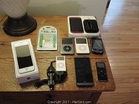 Overview of all devices and accessories arranged on table