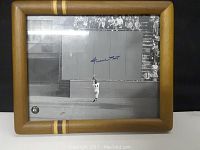 Full framed photo of Willie Mays making the basket catch with autograph and hologram sticker visible.