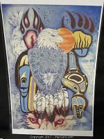 Full view of Native American inspired art print with eagle and totemic motifs