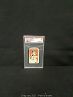 Front view of the 1947 D. Cummings & Son Gus Lesnevitch Famous Fighters trading card in PSA graded case.