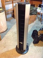 Bionaire tower fan, vertical black and silver unit approx 40" tall